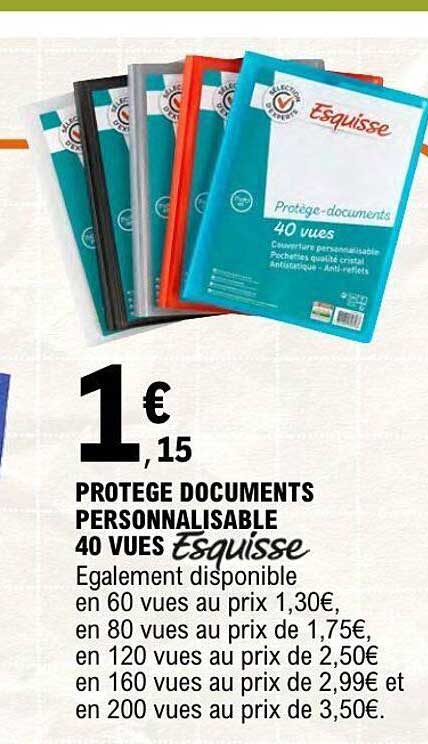 PROTEGE DOCUMENTS PERSONNALISABLE 40 VUES Esquisse
