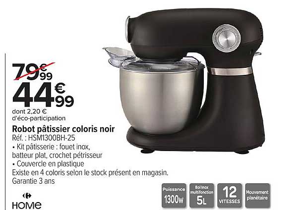 Robot pâtissier coloris noir