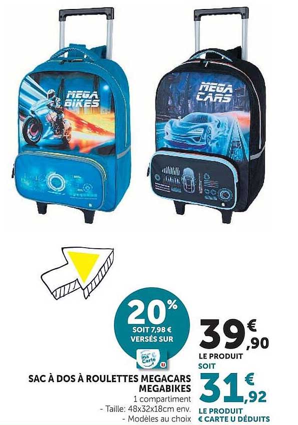 SAC À DOS À ROULETTES MEGACARS MEGABIKES