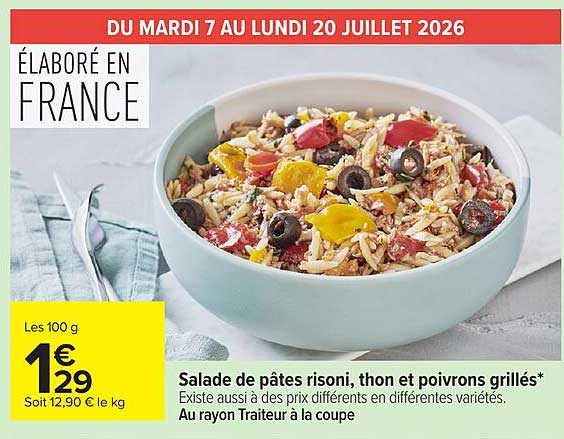 Salade de pâtes risoni, thon et poivrons grillés