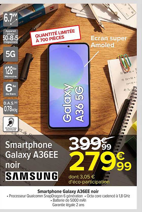 Samsung Smartphone Galaxy A36EE noir