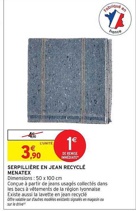 SERPILLIÈRE EN JEAN RECYCLÉ