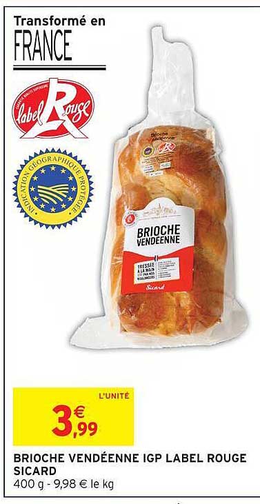 SICARD BRIOCHE VENDÉENNE IGP LABEL ROUGE