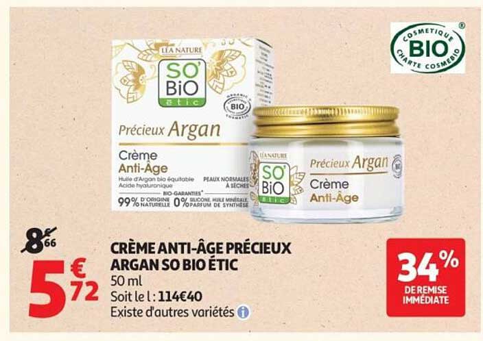 So Bio Étic Crème Anti-Âge Précieux Argan
