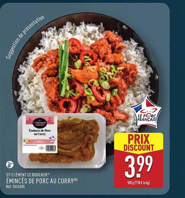 ST-CLÉMENT LE BOUCHER ÉMINCÉS DE PORC AU CURRY