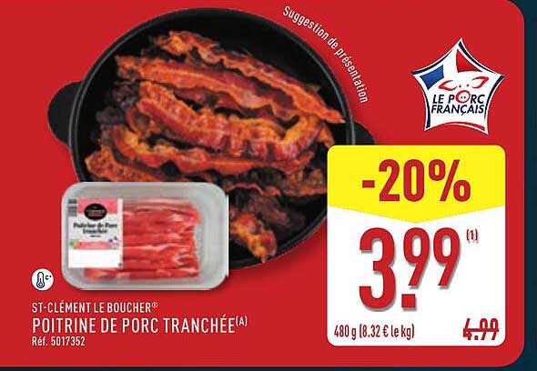 ST-CLÉMENT LE BOUCHER POITRINE DE PORC TRANCHÉE