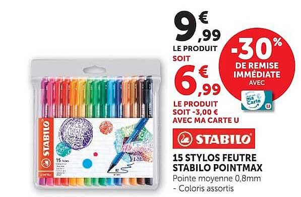 STABILO 15 STYLOS FEUTRE STABILO POINTMAX
