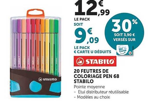 STABILO 20 FEUTRES DE COLORIAGE PEN 68 STABILO