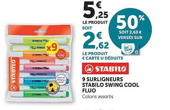 STABILO 9 SURLIGNEURS STABILO SWING COOL FLUO