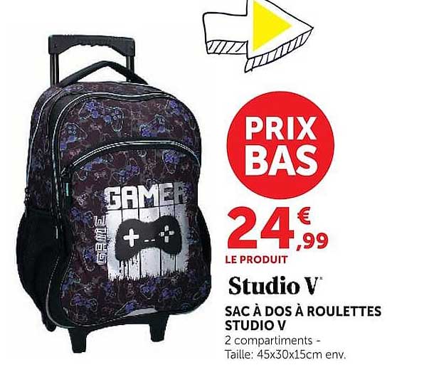 Studio V Sac à dos à roulettes