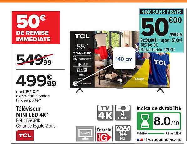 TCL Téléviseur MINI LED 4K*