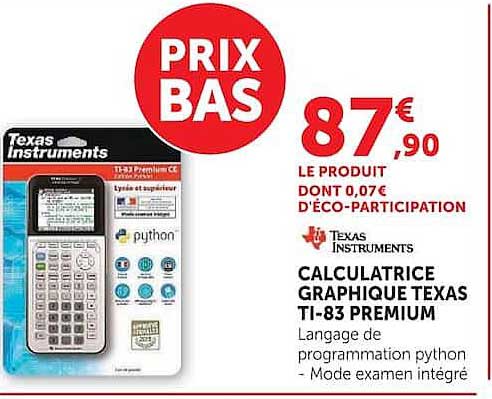 Texas Instruments CALCULATRICE GRAPHIQUE TEXAS TI-83 PREMIUM