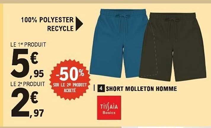 Tissaia Basics SHORT MOLLETON HOMME