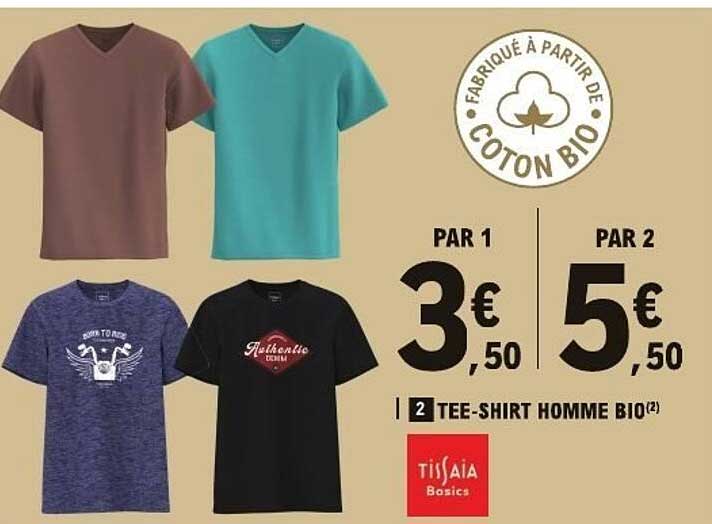 Tissaia Basics Tee-shirt Homme Bio