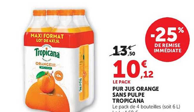 Tropicana Pur Jus Orange Sans Pulpe