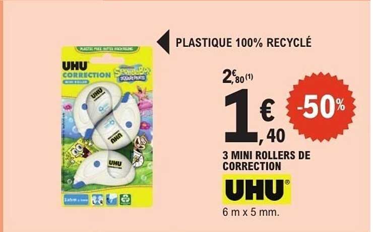 UHU 3 MINI ROLLERS DE CORRECTION