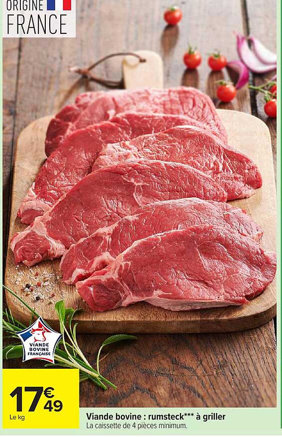 Viande bovine : rumsteck*** à griller