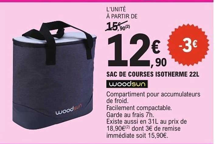 woodsun Sac de courses isotherme 22L