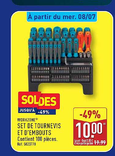 WORKZONE SET DE TOURNEVIS ET D'EMBOUTS
