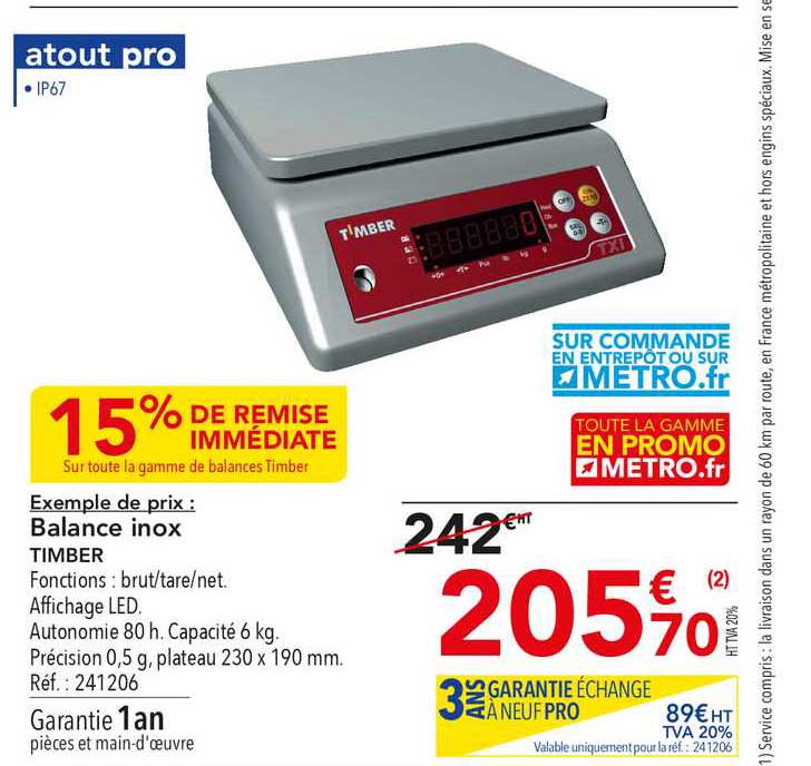 balance inox timber 15% de remise immédiate