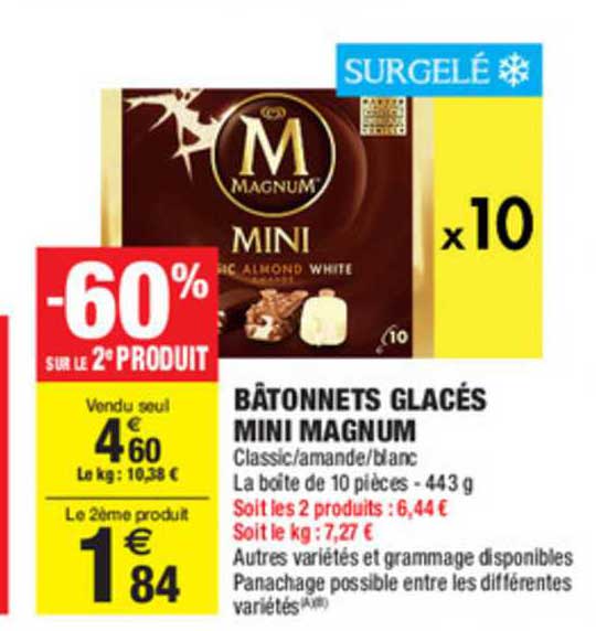 Bâtonnets Glacés Mini Magnum -60% Sur Le 2e Produit