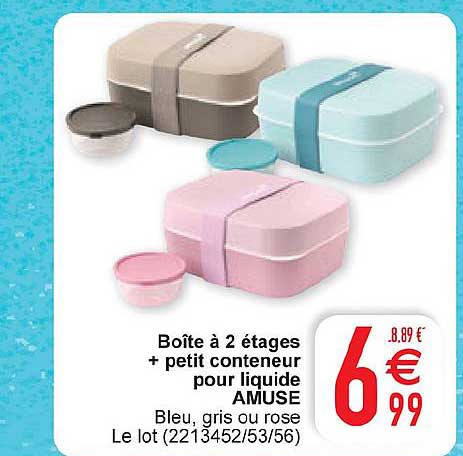 boîte à 2 étages + petit conteneur pour liquide amuse