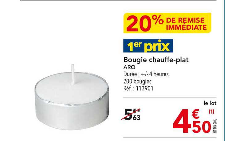 bougie chauffe plat aro 20% de remise immédiate