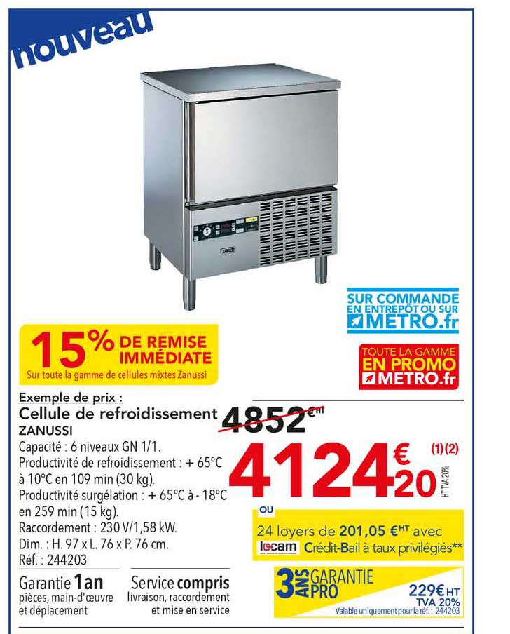 cellule de refroidissement zanussi 15% de remise immédiate