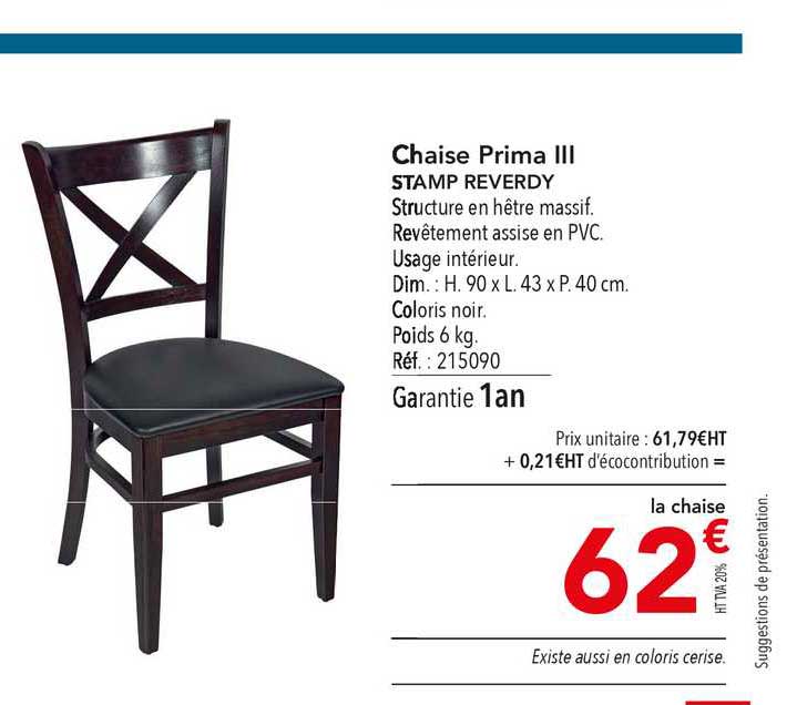 chaise prima iii stamp reverdy