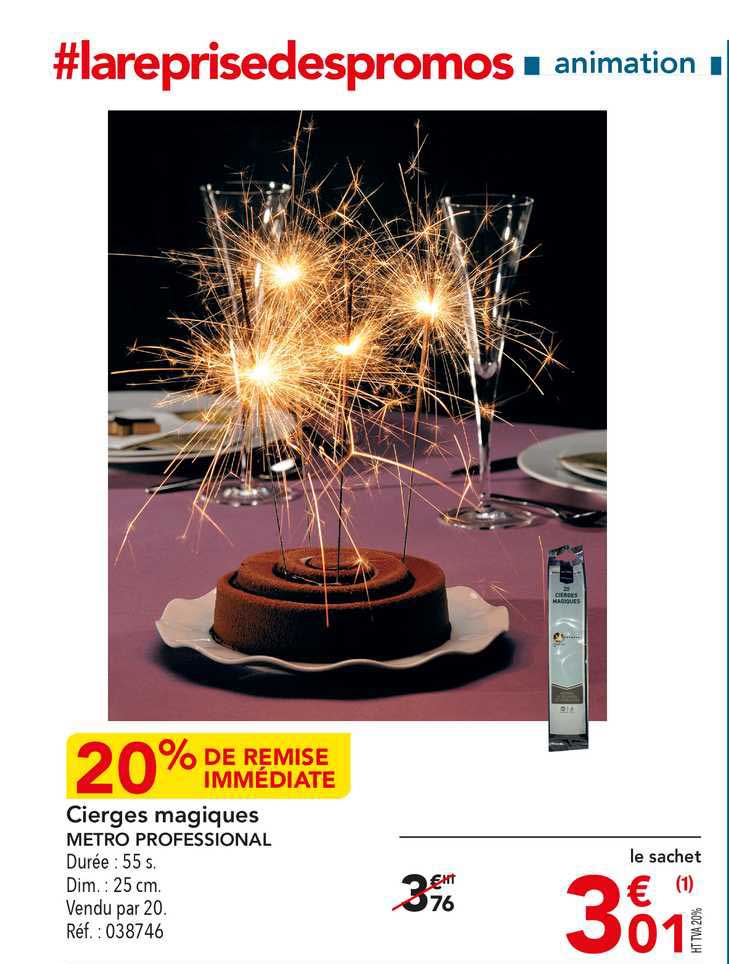 cierges magiques metro professnional 20% de remise immédiate