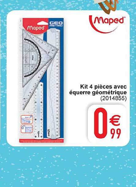 kit 4 pièces avec équerre géométrique maped