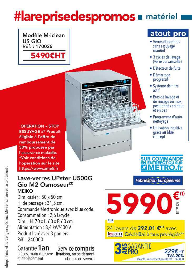 lave verres upster u500g gio m2 osmoseur meiko