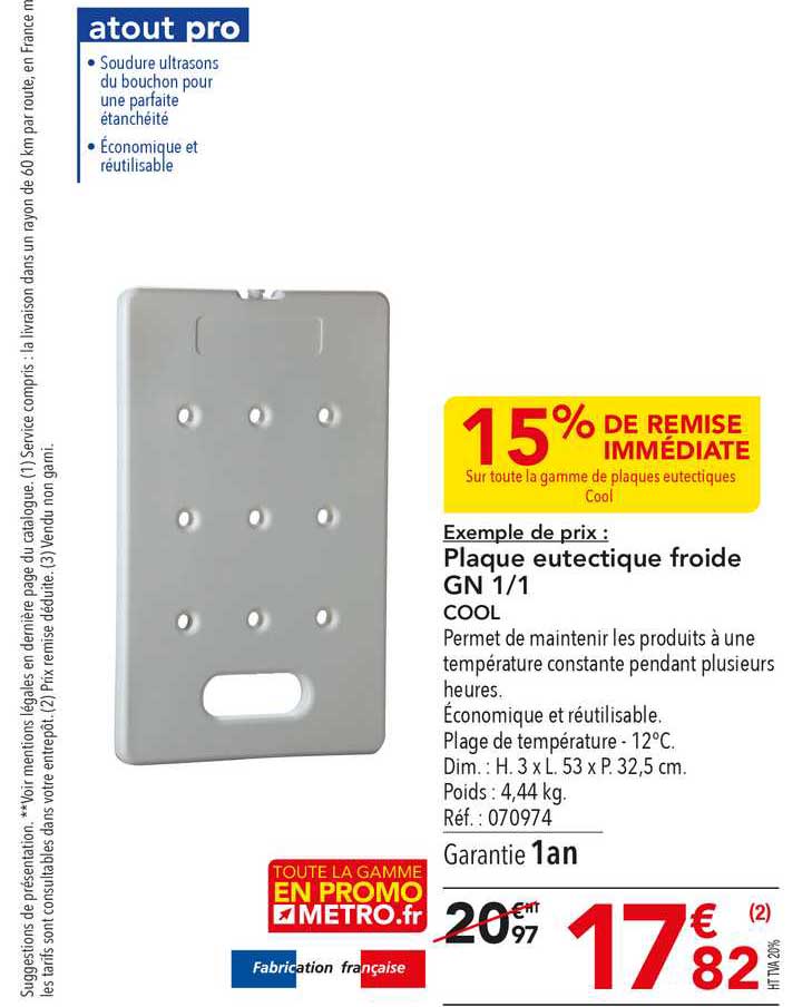 Plaque Eutectique Froide Gn 1 1 Cool 15% De Remise Immédiate