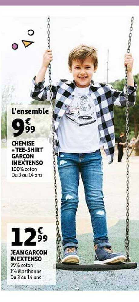 chemise + tee-shirt garçon in extenso, jean garçon in extenso