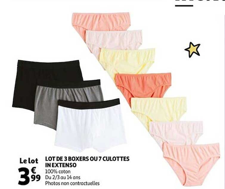 lot de 3 boxers ou 7 culottes in extenso