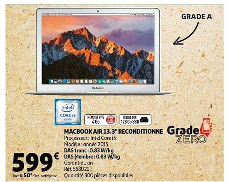 macbook air 13.3" reconditionné grade zéro