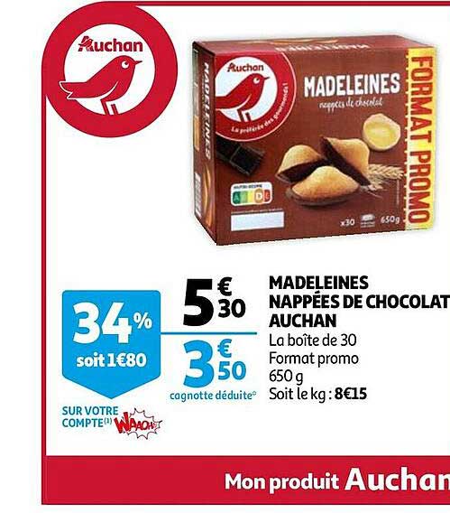 madeleines nappées de chocolat auchan