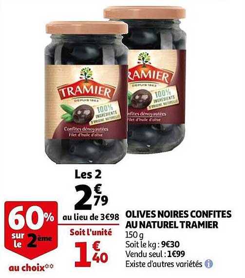 Olives Noires Confites Au Naturel Tramier