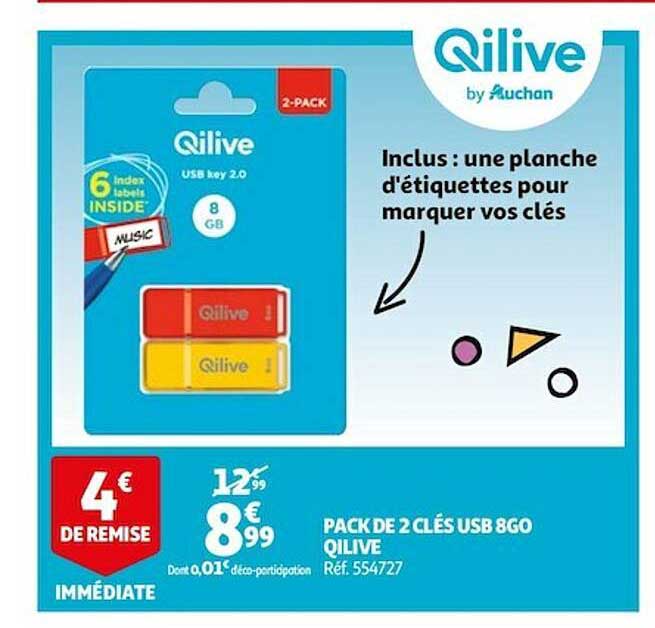 Pack De 2 Clés Usb 8go Qilive
