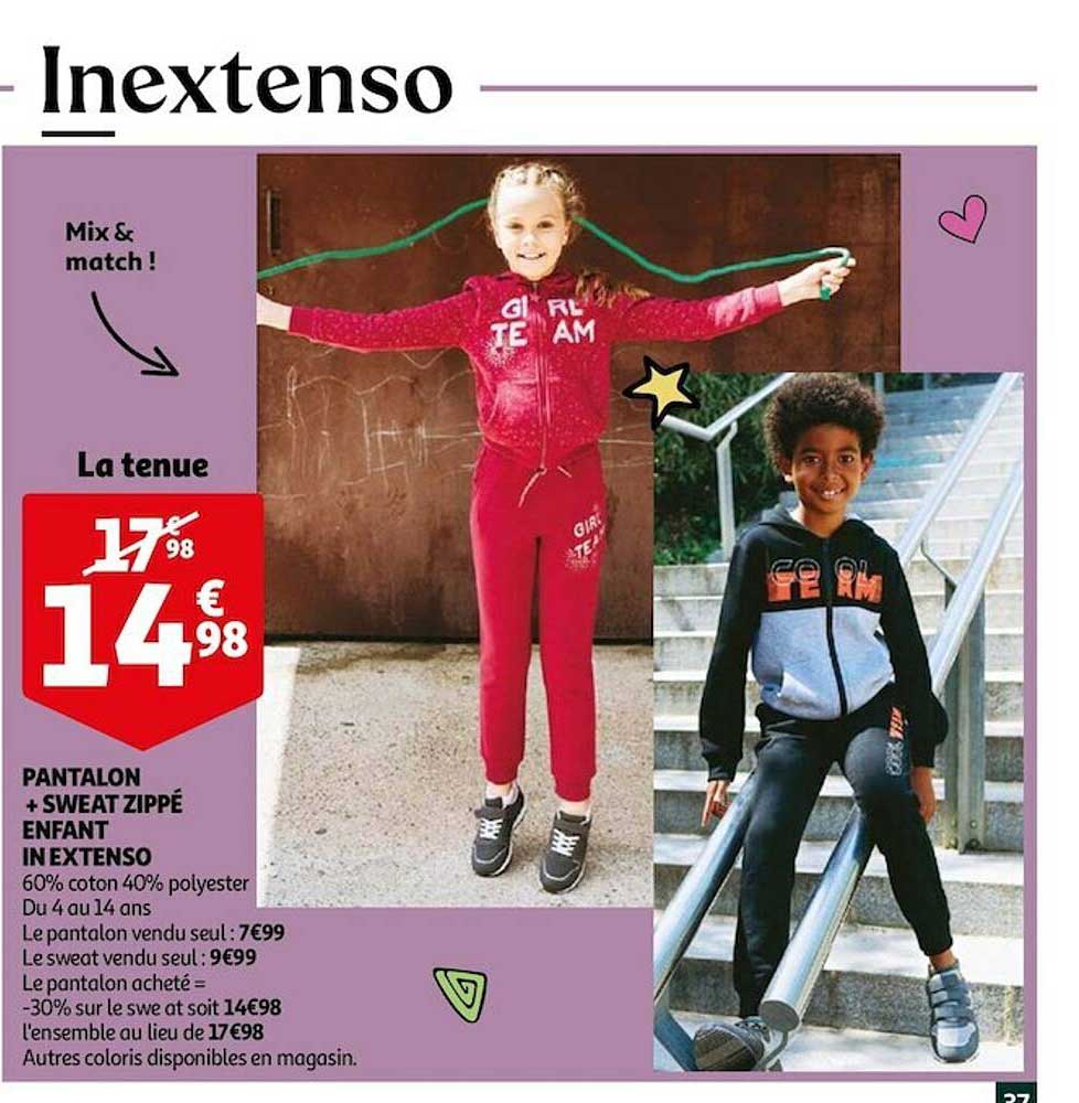 pantalon + sweat zippé enfant in extenso