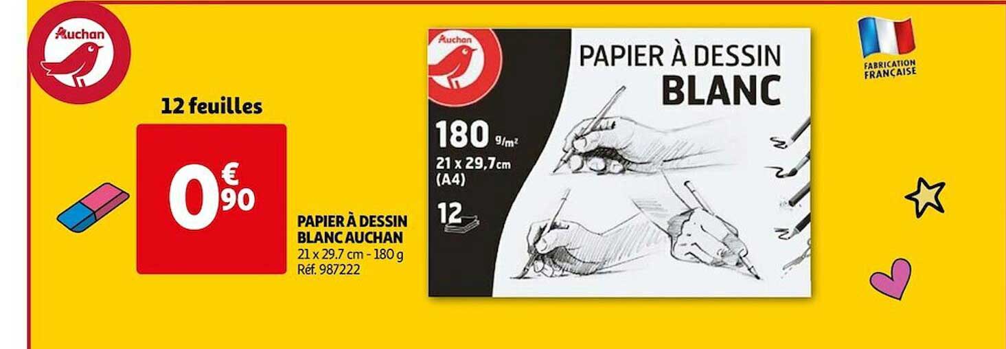 Papier à Dessin Blanc Auchan