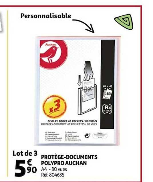 protège-documents polypro auchan