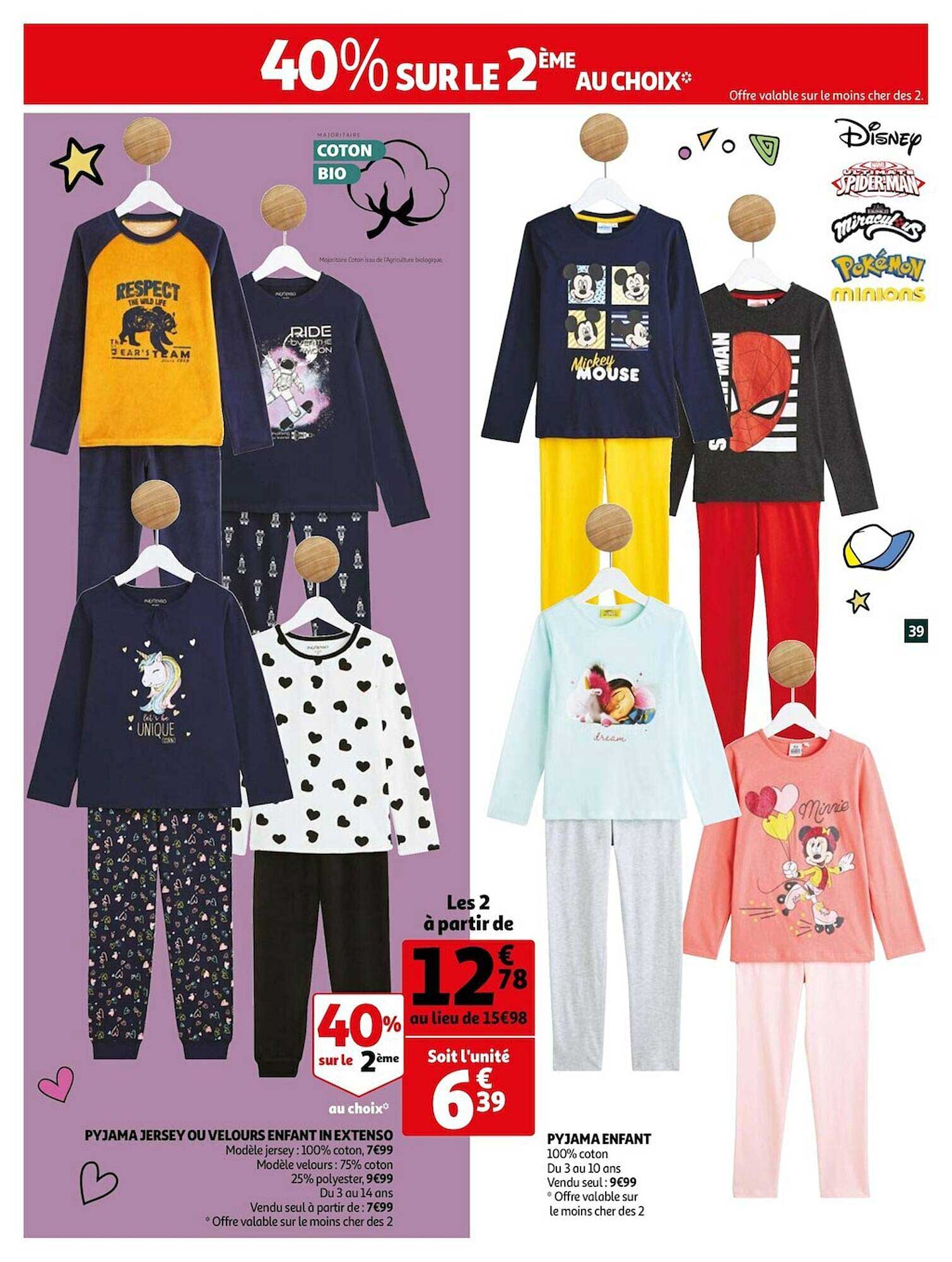 pyjama jersey ou velours enfant in extenso, pyjama enfant