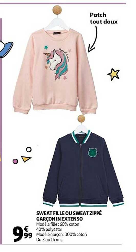 sweat fille ou sweat zippé garçon in extenso