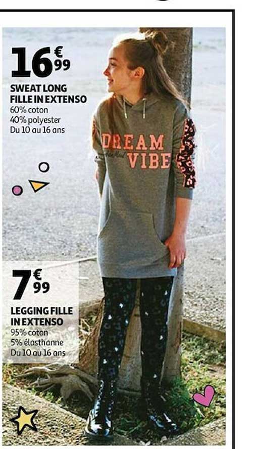 sweat long fille in extenso, legging fille in extenso