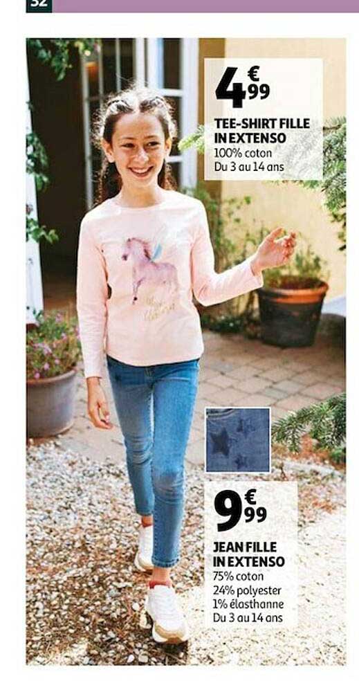 tee-shirt fille in extenso, jean fille in extenso