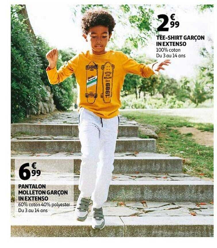 tee-shirt garçon in extenso, pantalon molleton garçon in extenso