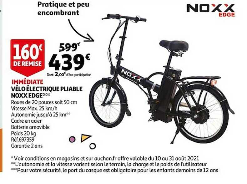 vélo électrique pliable noxx edge