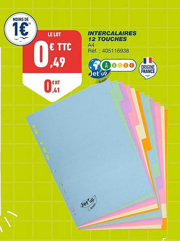 intercalaires 12 touches jet'up