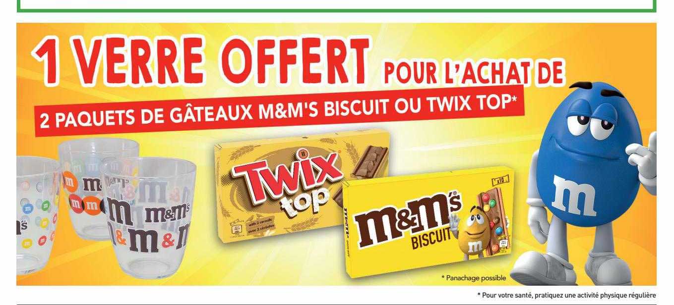 2 paquets de gâteaux m&m's biscuit ou twix top
